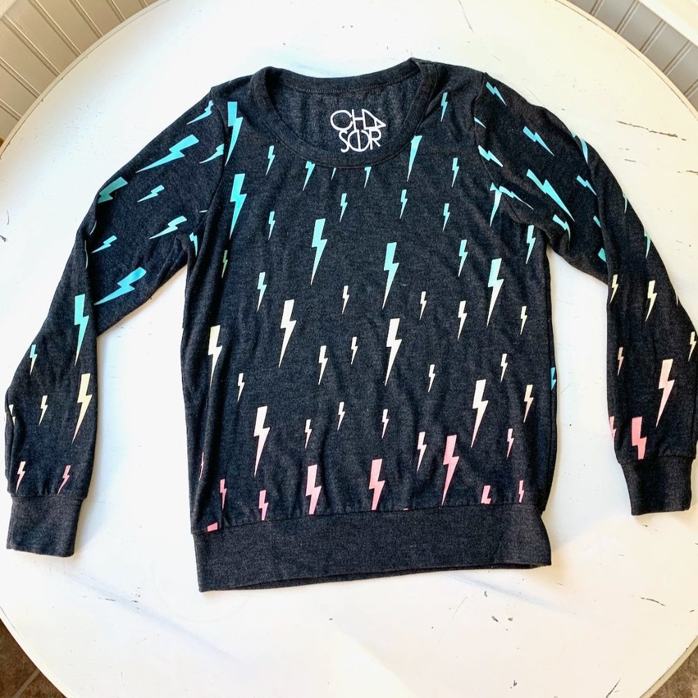 Chaser Rainbow Lightning Bolts Lightweight Sweatshirt - Sz XS